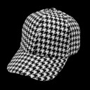 Dame cap med hane fod mønster Sort-hvid bomulds baseball cap med buet skygge med hvid underside Hovedomkreds 58 til 60 cm 2