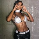 Dame crop top, bælte og choker 4
