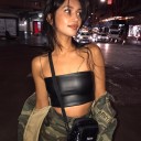 Dame crop top i kunstlæder A1276 1