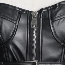 Dame crop top i læder P1789 2