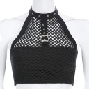 Dame crop top i mesh med bælte 5