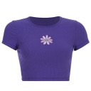 Dame crop top med blomster A387 1