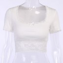 Dame crop top med blonder A1246 1