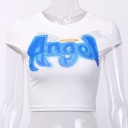 Dame crop top med en engelprint 6