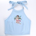 Dame crop top med engleprint 5