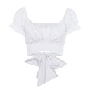 Dame crop top med flæser B114 5