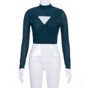 Dame crop top med høj halsudskæring B381 3