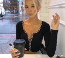 Dame crop top med leopardkant 1