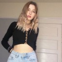 Dame crop top med leopardkant 4