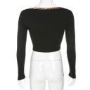 Dame crop top med leopardkant 5