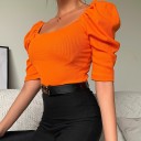 Dame crop top med rynkede skuldre A1043 4