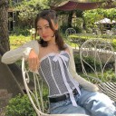 Dame crop top med sløjfe A1245 3