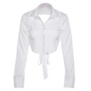 Dame crop top med snørebånd 1