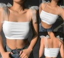 Dame crop top med transparente stropper 2
