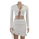 Dame crop top og nederdel B888 1