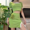 Dame crop top og nederdel B997 3