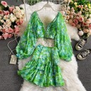 Dame crop top og nederdel med blomsterprint B1120 3