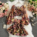 Dame crop top og nederdel med blomsterprint B1120 5