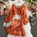 Dame crop top og nederdel med blomsterprint B1120 6