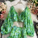 Dame crop top og nederdel med blomsterprint B1120 1