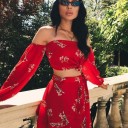 Dame crop top og nederdel med blomsterprint B1251 2