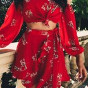 Dame crop top og nederdel med blomsterprint B1251 3