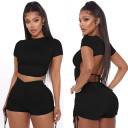 Dame crop top og shorts B1121 2