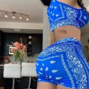 Dame crop top og shorts B918 1