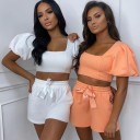 Dame crop top og shorts B951 2