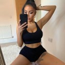 Dame crop top og shorts B957 2
