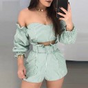 Dame crop top og shorts B969 1