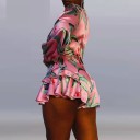 Dame crop top og shorts med blomsterprint B1239 2