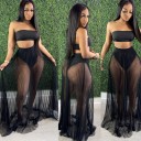 Dame crop top og transparent nederdel B1265 2
