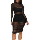 Dame crop top, shorts og transparent kjole 4