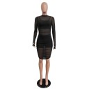 Dame crop top, shorts og transparent kjole 1
