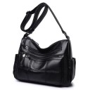 Dame crossbody taske i kunstlæder To frontlommer med lynlås Sidelommer Quilted udseende Justerbar rem 29 x 23 x 14 cm 2