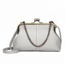 Dame crossbody taske i retro stil med metalramme Lukning med kugler Kæde og lang rem Grainet PU læder 24 x 17 x 7 cm 5