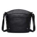 Dame crossbody taske med flere lynlåslommer Rund form Justerbar rem over skulderen Dekorativ metalvedhæng 24 x 22 x 11 cm 1