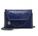 Dame crossbody taske med kæde rem Klap kantet med kæde Rund metal vedhæng PU læder og polyester Mål 29 x 19 x 7 cm 6