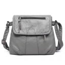 Dame crossbody taske med klap Blød rynket overflade Lynlåslomme på klappen Justerbar rem Løs stil Kunstlæder 25 x 22 cm 3