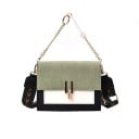 Dame crossbody taske med klap og kædehåndtag Brede rem med mønster Lås i guld PU-læder og polyester 19 x 16 x 9 cm 4