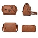 Dame crossbody taske med klap og metalspænde Læder og polyester Dimensioner 25 x 20 x 12 cm Baglomme med lynlås Rem med spænde 9