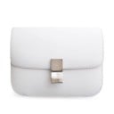 Dame crossbody taske med klap og rektangulær metalspænde Firkantet minimalistisk form Smal rem Ægte læder og PU læder 11