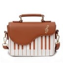 Dame crossbody taske med motiv af klaverklapper og violinkey Håndtag til hånden og rem over kroppen PU læder og polyester 20 x 15 x 8 cm 2