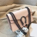 Dame crossbody taske med slange mønster og dekorativ spænde Kædetræk i mørkt metal Klap Kunstlæder 25 x 16 x 9 cm 4