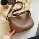 Dame crossbody taske over skulderen i halvmåneform Lynlåsjusterbar rem med spænde PU-læder og polyester 27 x 6 x 19 cm 2
