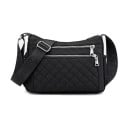 Dame crossbody taske over skulderen Rund form Flere lynlåslommer Quiltet mønster Bred justerbar rem Nylon og polyester 1