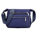 Dame crossbody taske Rektangulær form Flere lynlåsåbninger Quiltet forreste lomme Bred justerbar rem Nylon og polyester 4