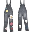 Dame denim jumpsuit med blomster 3
