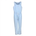 Dame denim jumpsuit med blonder og knapper 6